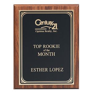 Walnut Veneer Plaque w/Black Brass Plate (9"x12")