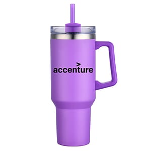 Aqueduct-V 40 Oz. Tumbler Mug w/Straw (Double Walled)