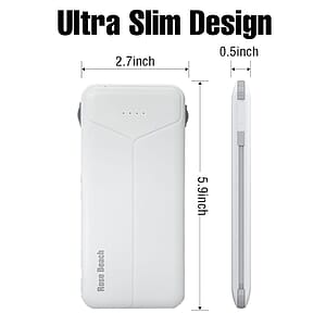 10,000 mAh Power Bank with Cables and Wall Plug