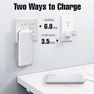 10,000 mAh Power Bank with Cables and Wall Plug