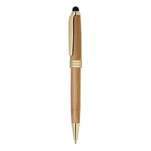 Gold Trim Bamboo Ballpoint Pen & Stylus