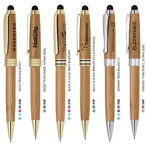 Chrome Trim Bamboo Stylus & Ballpoint Pen