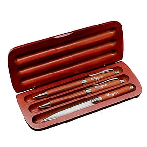 Premade Wooden Pen Set - Terrific Timber-3 Ballpoint Pen, Lead Pencil & Letter Opener