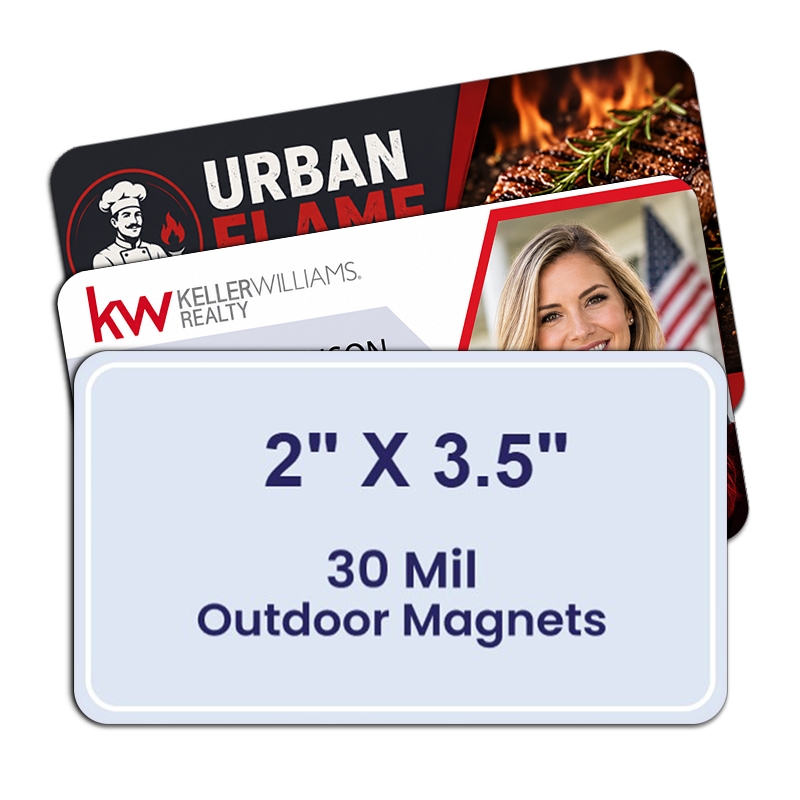 2x3.5 Business Card - Round Corners Outdoor Magnets - 30 Mil
