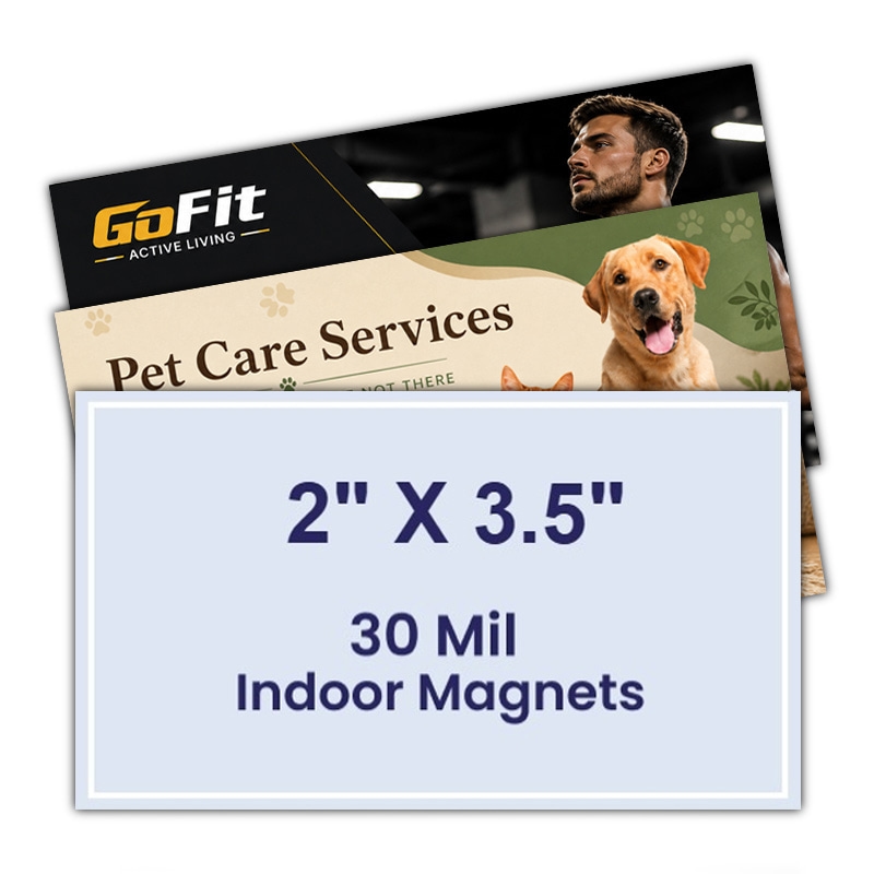 2x3.5 Business Card - Square Corners Indoor Magnets - 30 Mil