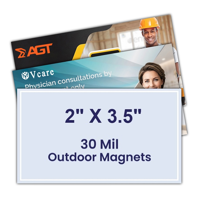 2x3.5 Business Card - Square Corners Outdoor Magnets - 30 Mil