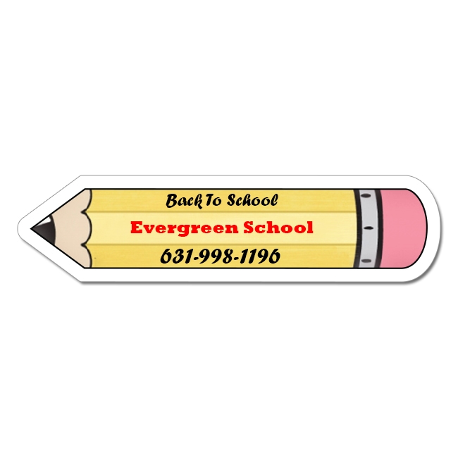 4x1 Custom Pencil Shape Full Color School Magnet 20 Mil - 4 Color Process