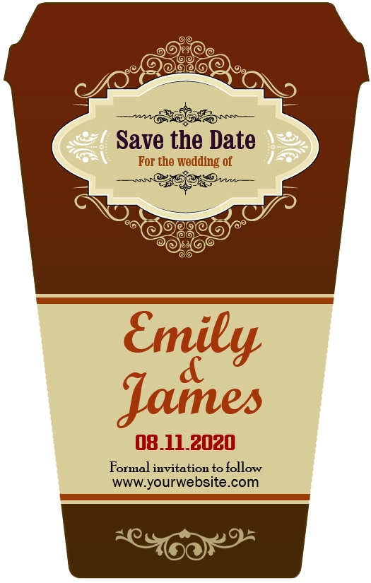 3.5x5.5" Coffee Cup Wedding Save the Date Magnets 20 mil