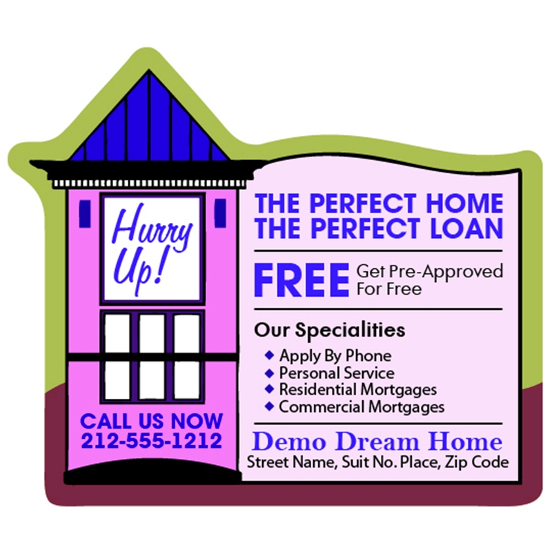 Promotional 3.5x3" Building Shaped Full Color Mortgage Magnet 20 mil