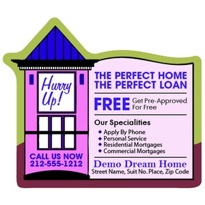 Promotional 3.5x3" Building Shaped Full Color Mortgage Magnet 20 mil