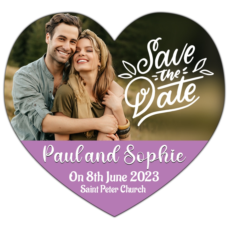 3.25x3 Heart Shaped Wedding Save the Date Magnets 20 mil - 4 Color Process