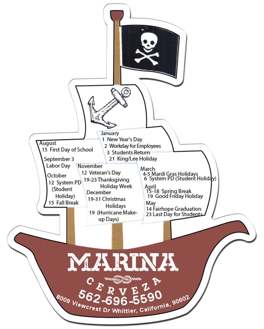 4.30x5.55 Pirate Ship Shaped Magnets - 20 Mil