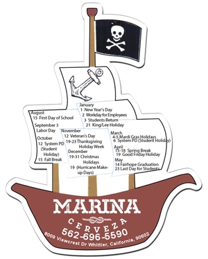 4.30x5.55 Pirate Ship Shaped Magnets - 20 Mil