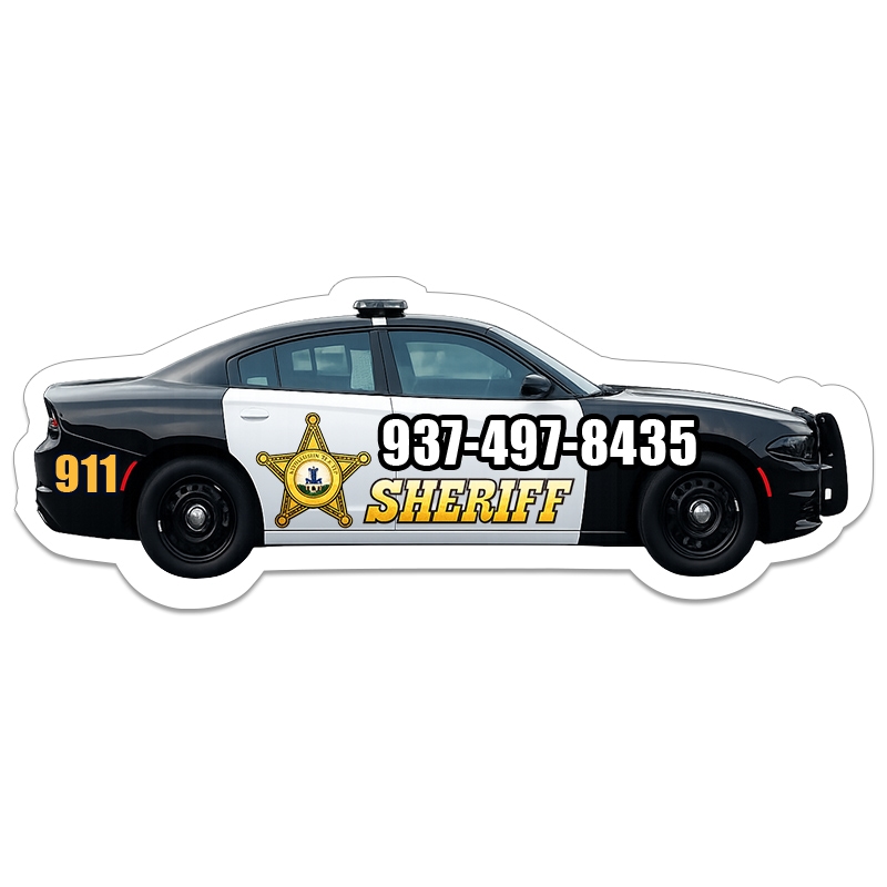 4.47x1.73 Police Car Shaped Magnets - 20 Mil