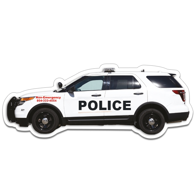 6.39x2.50 Police Car Shaped Magnets - 20 Mil