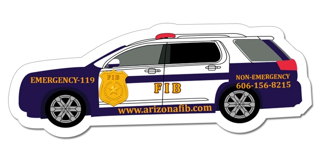 4x1.51 Police Car Shaped Magnets - 20 Mil
