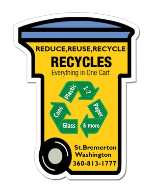 3.56x4.75 Trash Can Shaped Magnets - 20 Mil
