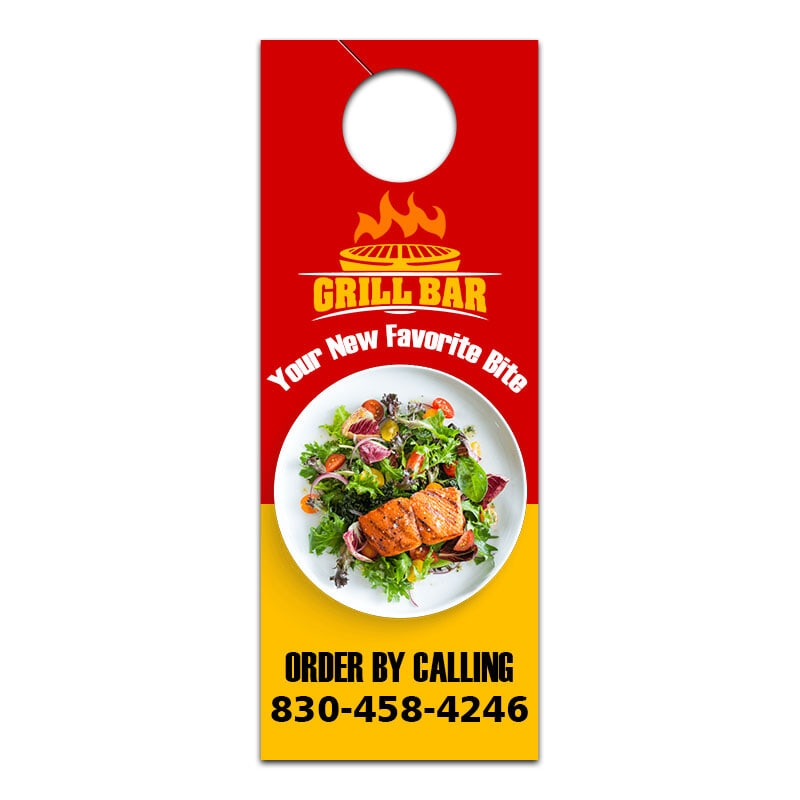 4.5x11" Full Color One Sided Door Hangers - 14 pt Paper