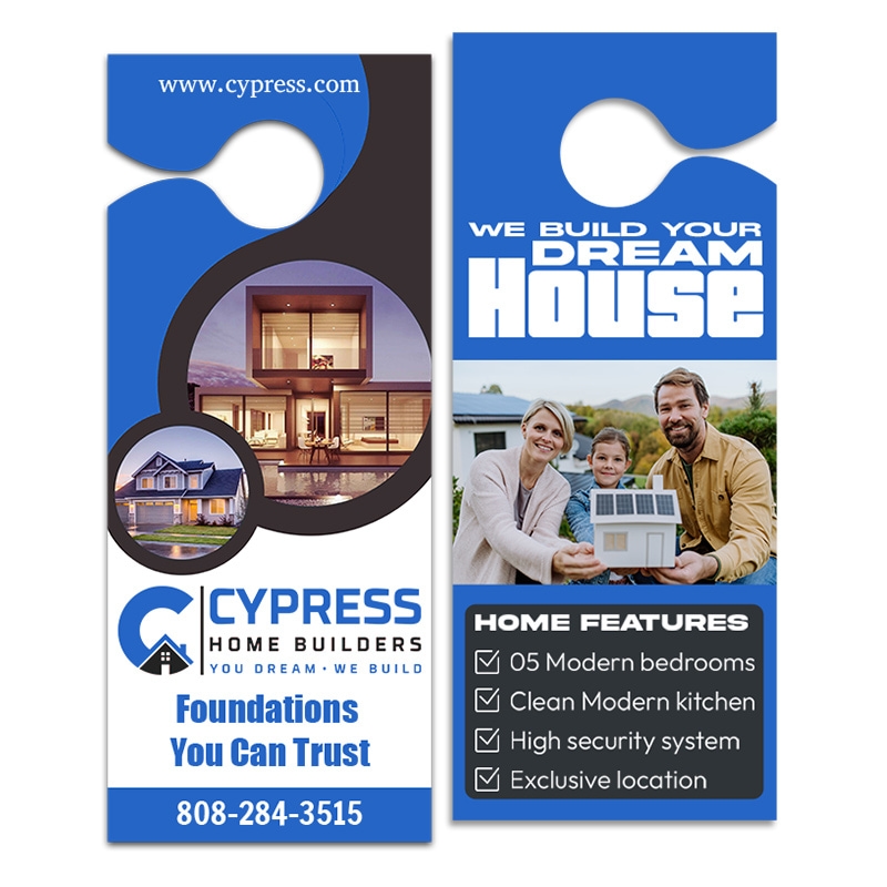 3.5x8.5" Full Color Double Sided Door Hangers - 14 pt Paper