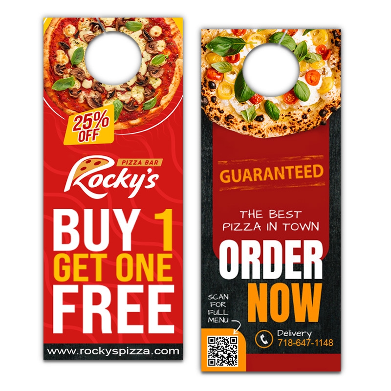4.5x11" Full Color Double Sided Door Hangers - 14 pt Paper