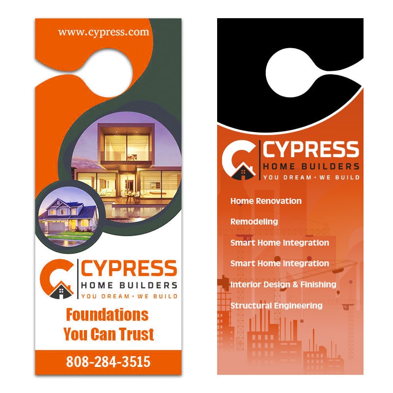 3.5x8.5" Full Color Double Sided Door Hangers - 16 pt Paper