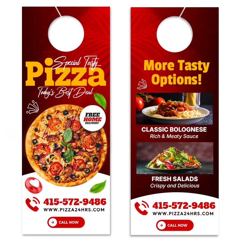 4.25x11" Full Color Double Sided Door Hangers - 14 pt Synthetic