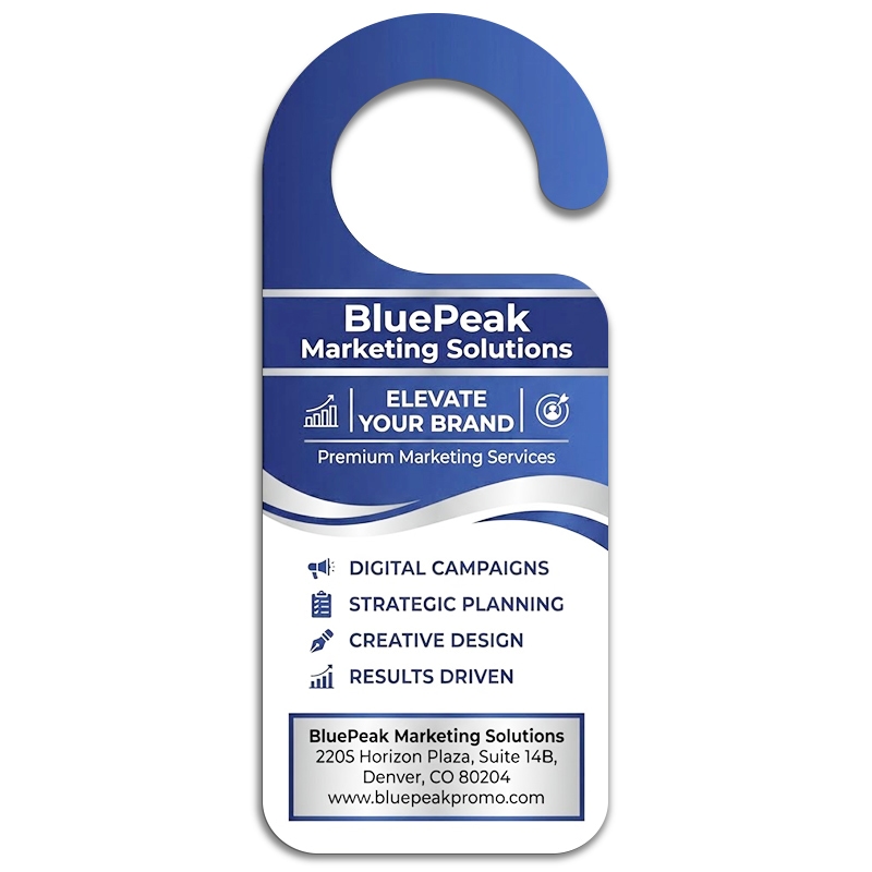 3.5x8.5" Full Color One Sided Round Handle Door Hangers - 14 pt Synthetic
