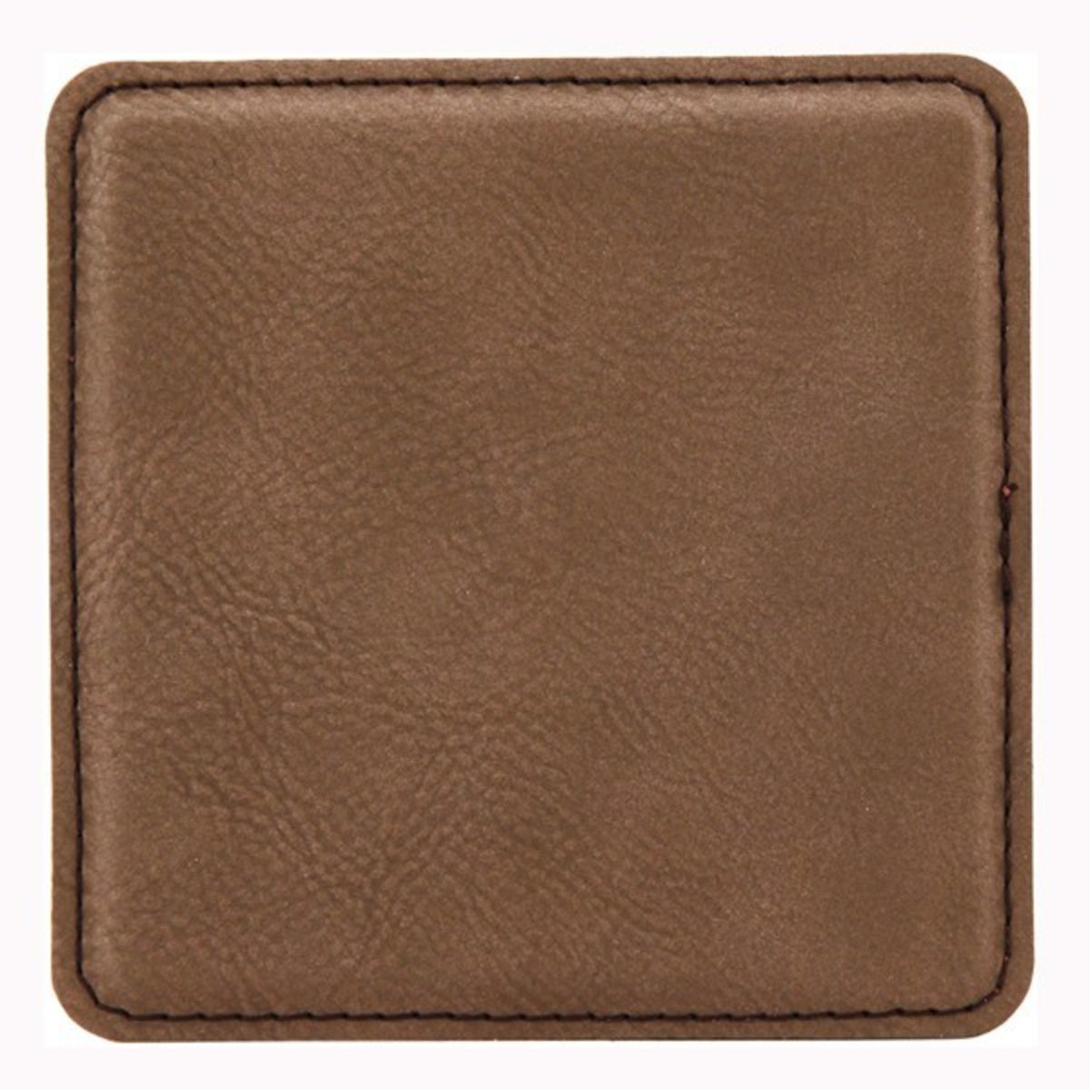 Leatherette Square Coaster - Dark Brown Laser Engraved