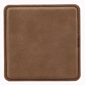 Leatherette Square Coaster - Dark Brown Laser Engraved