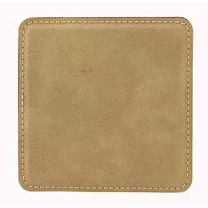 Leatherette Square Coaster - Light Brown Laser Engraved