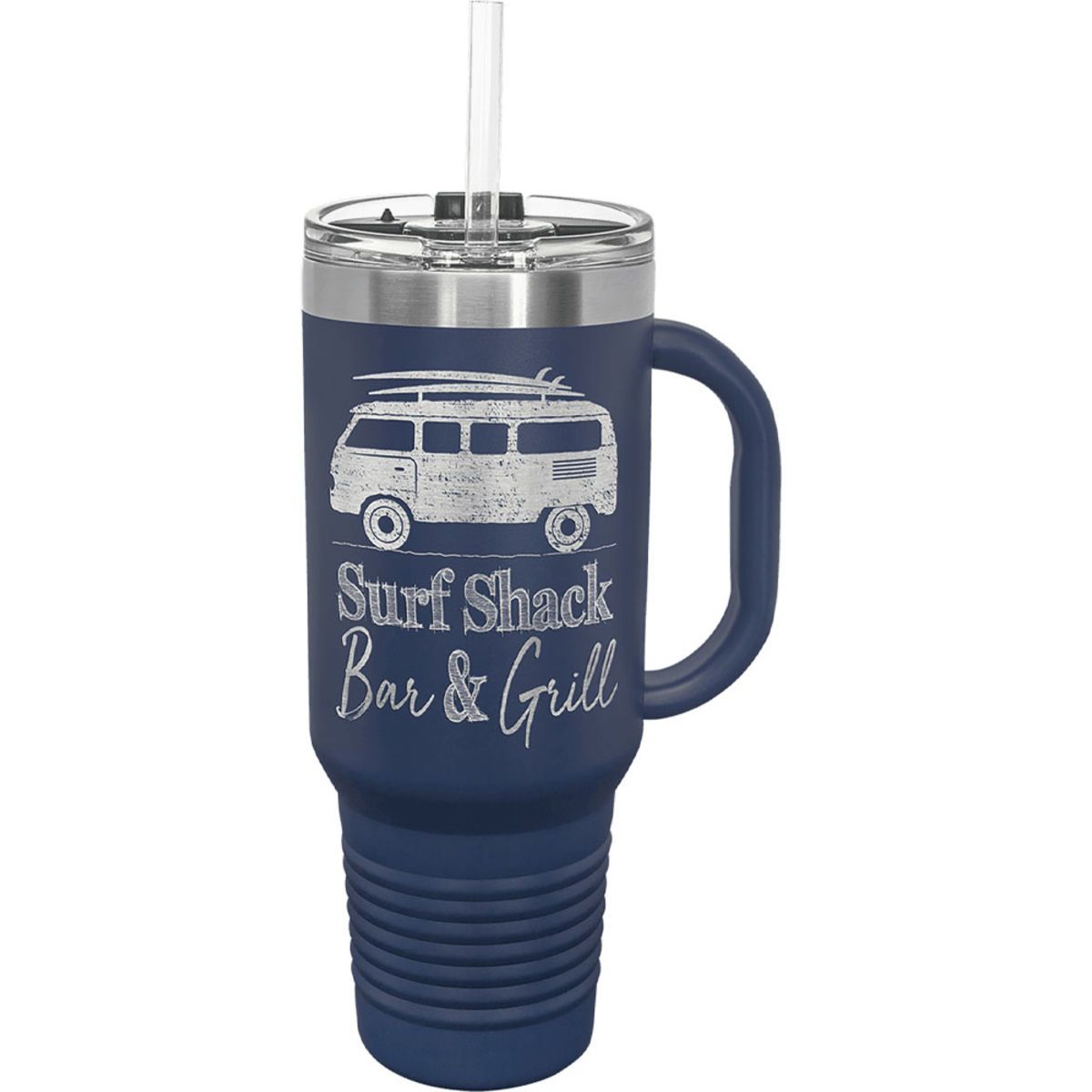 40 Oz. Navy Blue Tumbler Mug w/Handle and Snap Lid