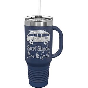 40 Oz. Navy Blue Tumbler Mug w/Handle and Snap Lid