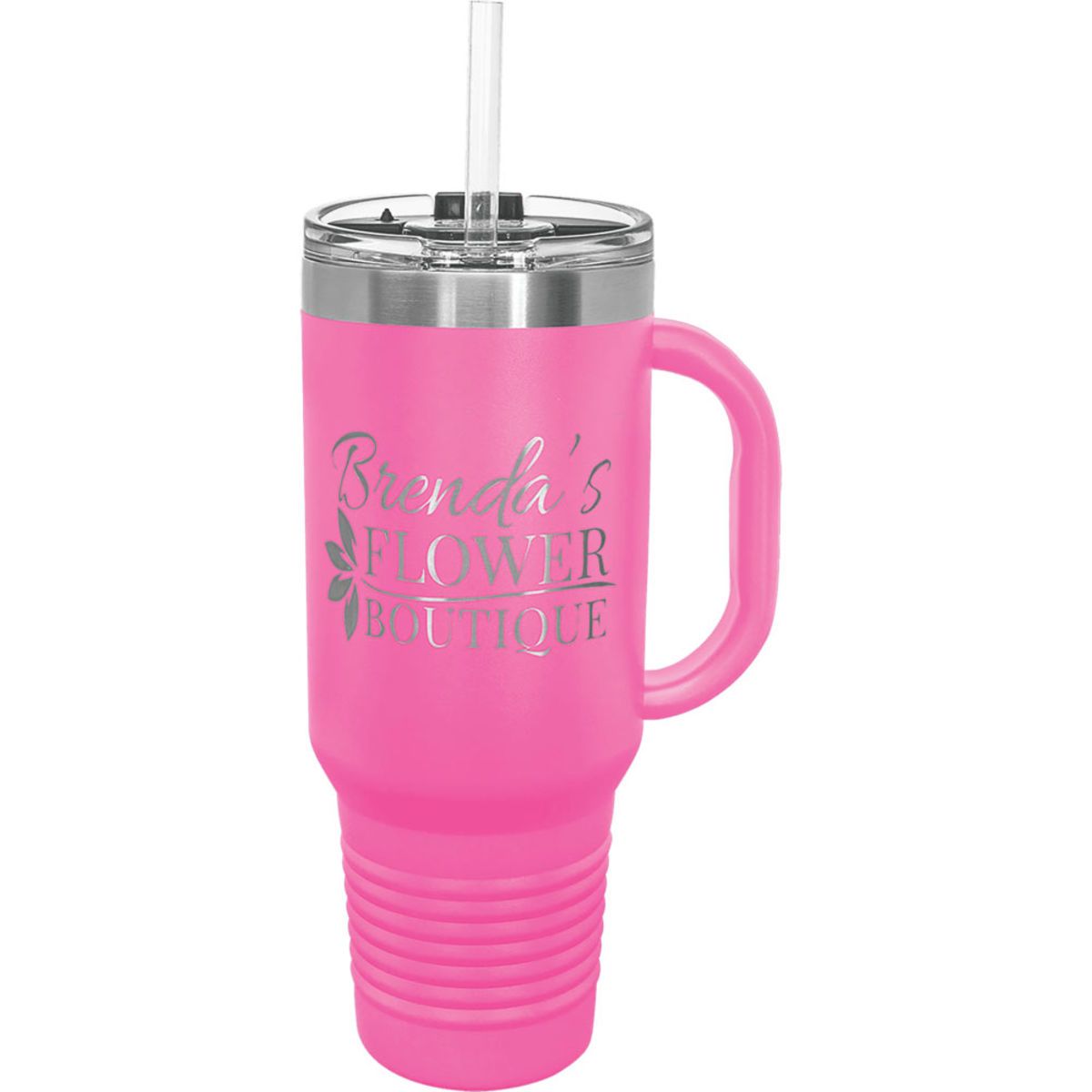 40 Oz. Pink Tumbler Mug w/Handle and Snap Lid