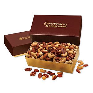 Deluxe Mixed Nuts in Burgundy & Gold Gift Box