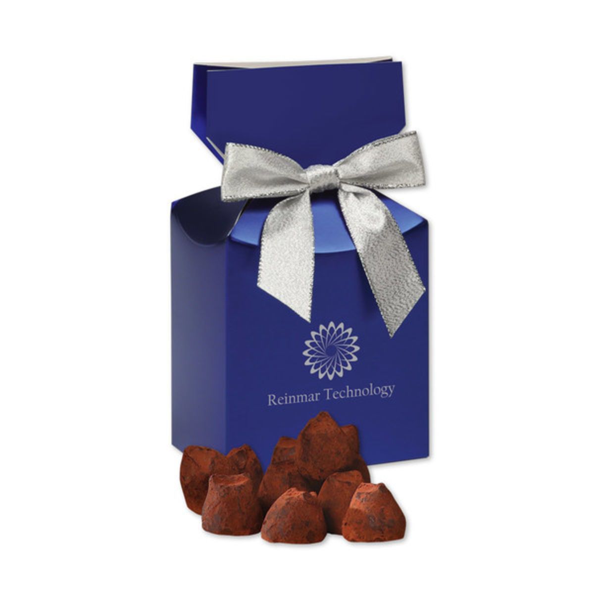 Cocoa dusted truffles in blue premium delights gift box Corporate