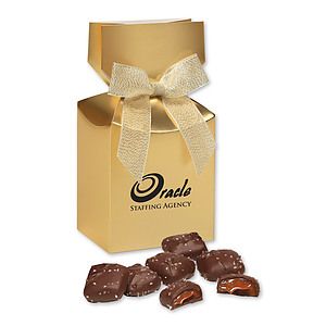Chocolate Sea Salt Caramels in Gold Premium Delights Gift Box