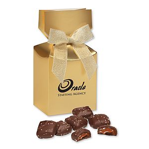 Chocolate Sea Salt Caramels in Gold Premium Delights Gift Box