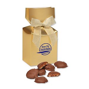 Caramel Pecan Clusters in Gold Premium Delights Gift Box