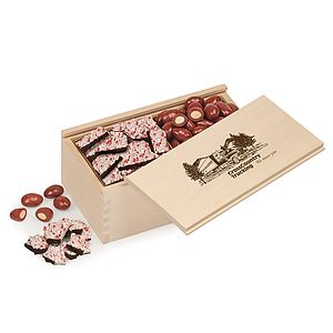 Peppermint Bark & Chocolate Almonds in Wooden Collector's Box