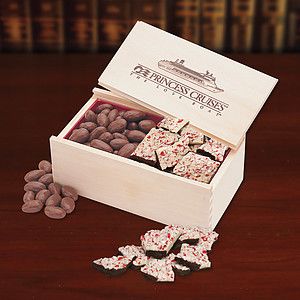 Peppermint Bark & Chocolate Almonds in Wooden Collector's Box