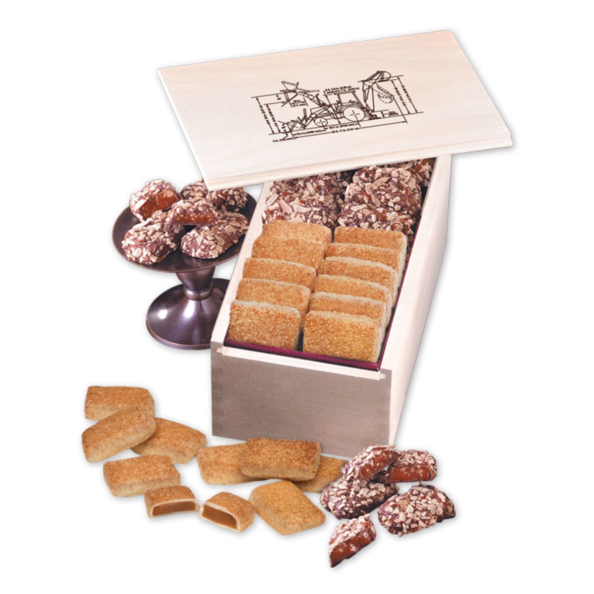 English butter toffee cinnamon churro toffee in wooden collector's box