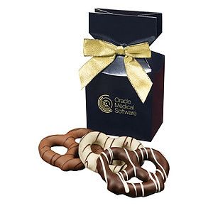 Chocolate Covered Pretzels in Navy Premiun Delights Gift Box