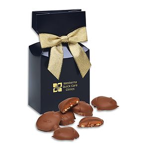Caramel Pecan Clusters in Navy Premium Delights Gift Box