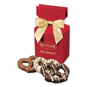Chocolate Covered Pretzels in Red Premium Delights Gift Box