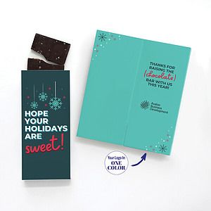 One Color Foil-Stamped Stock Holiday Sentiment Sweeter Cards with Sea Salt Caramel Chocolate Bar