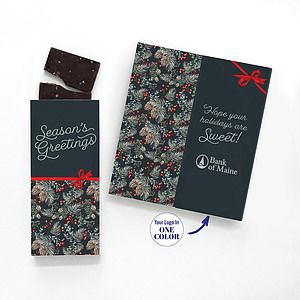 One Color Foil-Stamped Stock Pine Boughs & Berries Sweeter Cards with Sea Salt Caramel Chocolate Bar