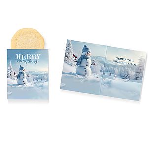 Foil-Stamped Stock Snowman Design Mini Sweeter Card with Single Sugar Cookie