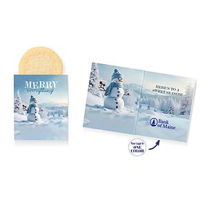 Foil-Stamped Stock Snowman Design Mini Sweeter Card with Single Sugar Cookie