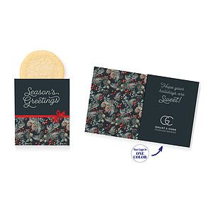 Foil-Stamped Stock Pine Boughs & Berries Design Mini Sweeter Card with Single Sugar Cookie