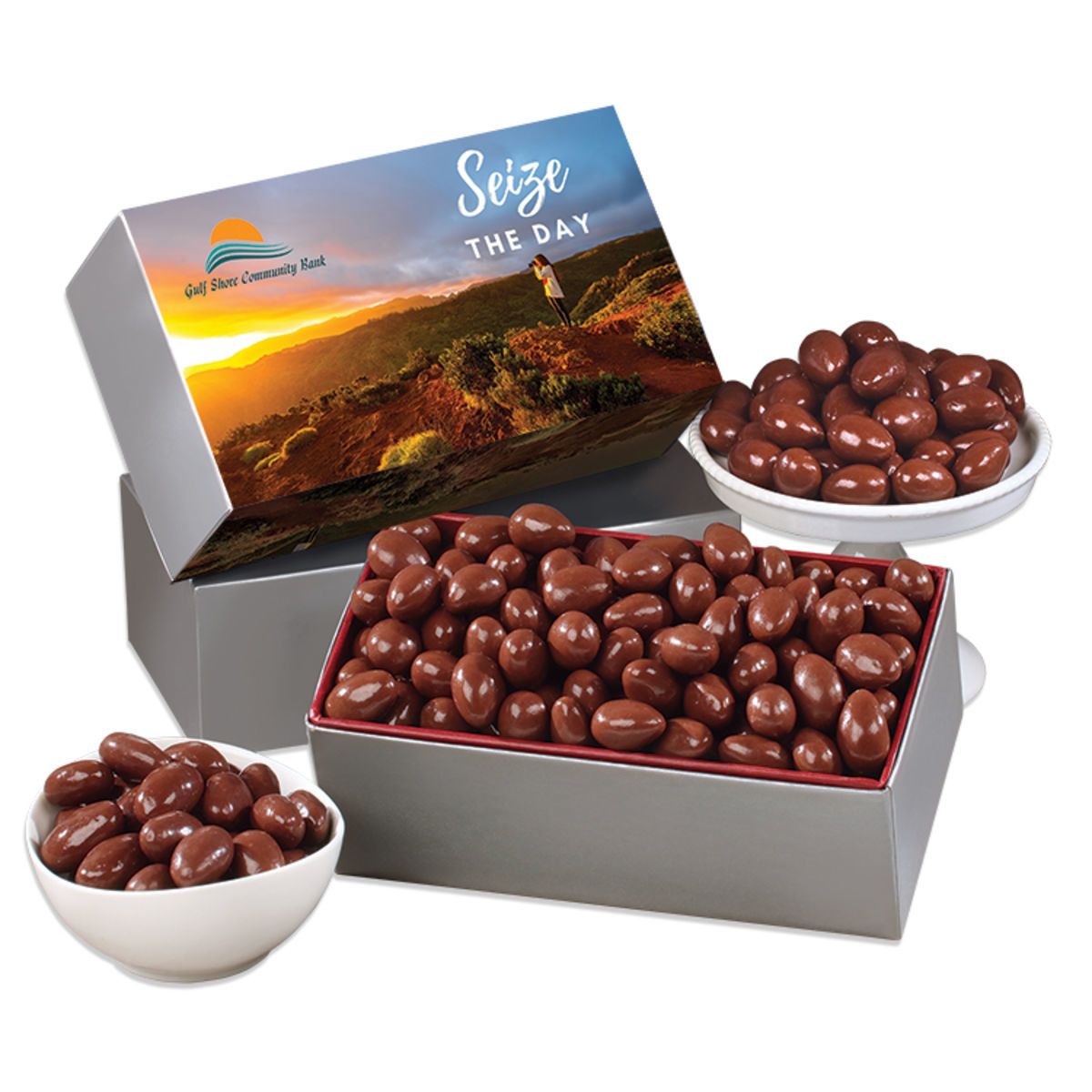 Promotional Chocolate covered almonds in full color gift box